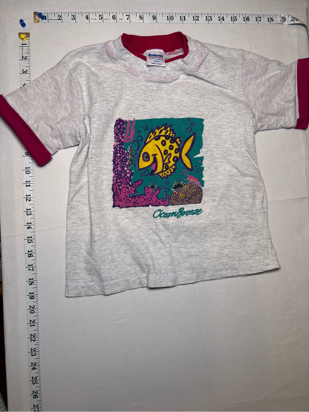 Vintage Rudman Sportswear Ocean Breeze Kids' Short Sleeve Fish Graphic Kid 10/12